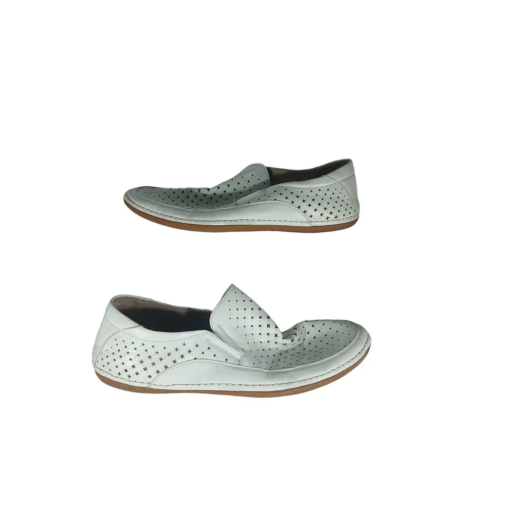 Stacy Adams Loafers 8M White Perforated Star Slip On Casual Shoes 25183-100